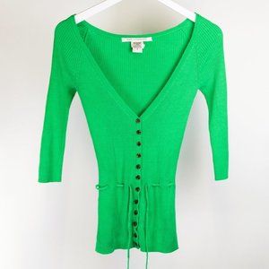 Diane von Furstenberg Peapod Ribbed Tie-Waist Cardigan